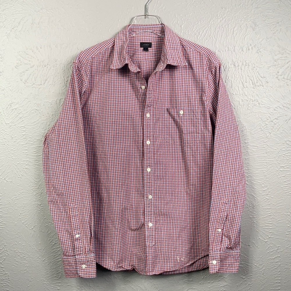 J. Crew Red Plaid Long Sleeve Flannel Shirt Size L